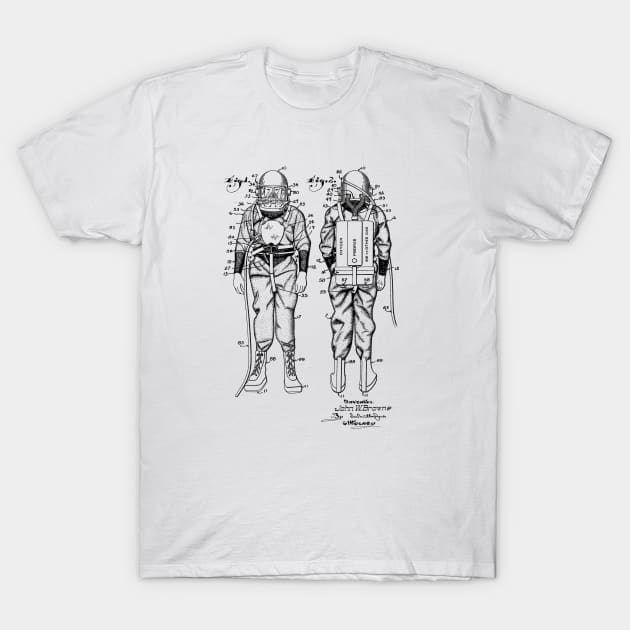 Diving Suit Vintage Patent Drawing T-Shirt by TheYoungDesigns